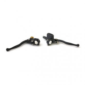 DOSS Old School Handlebar Control kit With 9/16 Inch Hydraulic Brake & Mechanical Clutch in Black Finish (ARM934109)