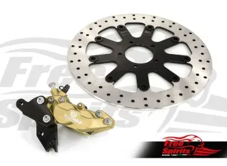 Free Spirits Bolt-In Upgrade 4 Piston Gold Caliper & Rotor Diameter 320mm Braking Kit For 2018-2024 Indian Scout Models (103802)