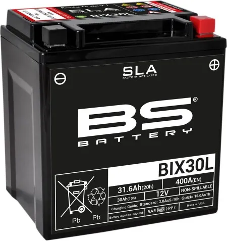 BS Battery BIX30L AGM Battery 400 CCA For 1997-2025 Touring & 2009-2025 Trike Models (300631)