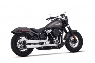 Rinehart Racing 3.5 Inch Slip-On Mufflers In Chrome With Black End Caps For 2018-2023 Softail Breakout, Slim, Street Bob, Low Rider & Fat Boy Models (500-1200)