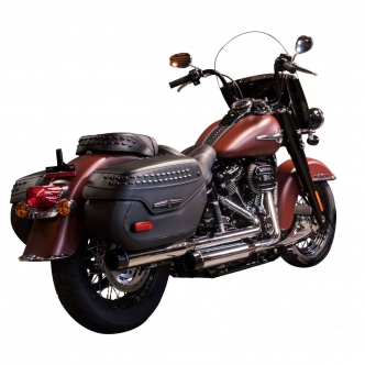 Rinehart Racing 3.5 Inch Slip-On Mufflers In Chrome With Black End Caps For 2018-2024 Softail Deluxe and Heritage Classic Models (500-1210)