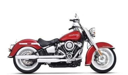 Rinehart Racing 3.5 Inch Slip-On Mufflers In Chrome With Chrome End Caps For 2018-2024 Softail Deluxe and Heritage Classic Models (500-1210C)