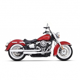 Rinehart Racing 3.5 Inch Slip-On Mufflers In Chrome With Chrome End Caps For 2018-2024 Softail Deluxe and Heritage Classic Models (500-1210C)