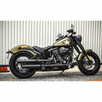 Rinehart Racing 3.5 Inch Slip-On Mufflers In Black With Black End Caps For 2018-2024 Softail Deluxe and Heritage Classic Models (500-1211)
