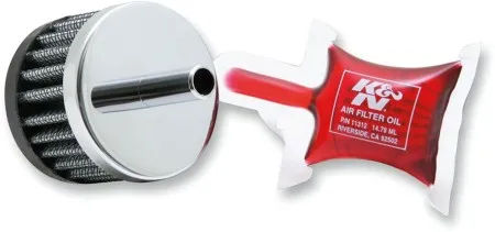 K&N Crankcase Vent Filter 3/8 Inch Steel Base in Chrome Finish Without Studs (62-1000)
