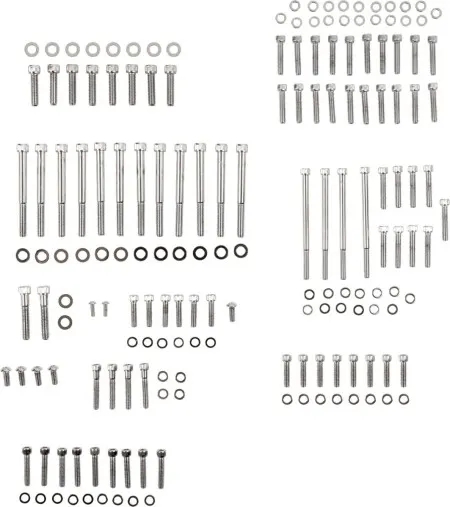 Drag Specialties Knurled M8 Engine Bolt Kit Allen Head Chrome For 2017-2023 FLHT/FLHR/FLHX/FLTRX/FLTRU/FLHTCUTG/FLRT Models (MK775)