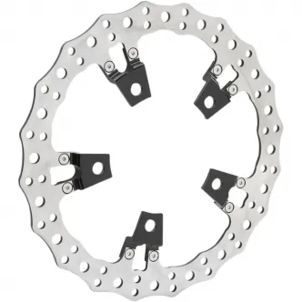 Arlen Ness 14 Inch Jagged Left Brake Rotor Kit Spoke Mount in Black/Stainless Steel For 2014-2024 Touring Models With Stock Style Open Center Spoke Mounted Rotor (02-950)