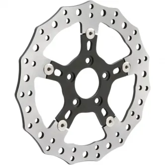 Arlen Ness Brake Rotor Wave 11.8 Inch in Black/Stainless Steel Finish For 2014-2022 Sportster, 2008-2023 Touring, 2015-2024 Softail & 2006-2017 Dyna Models (02-787)