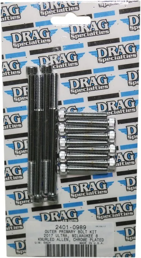 Drag Specialties Bolt Kit Outer Primary Knurled Allen Head Chrome Finish For 2017-2020 FLHT/FLHR/FLHX/FLTRX/FLTRU Models (MK787)