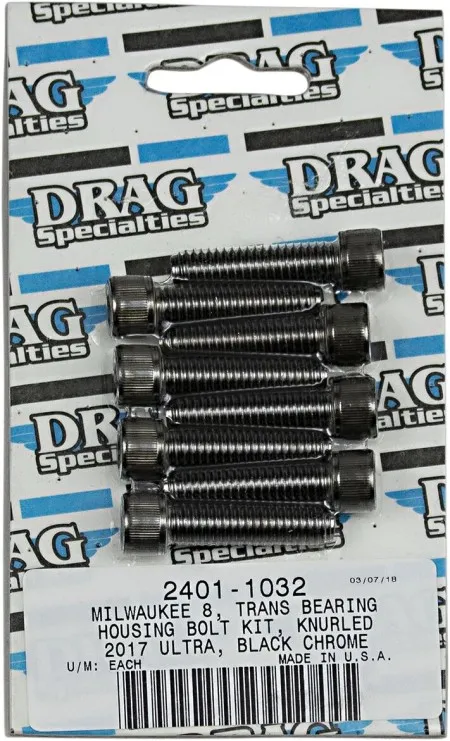 Drag Specialties Transmission bearing Housing Bolt Kit Knurled Knurled Allen Head Black For 2017-2023 M8 Models (MK783BK)