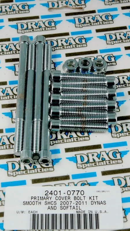 Drag Specialties Primary Cover Set Smooth Chrome Socket-Head For 2007-2017 FXST/FLST/FXD (Except FXCW/C, FXSB/SE) Models (MK672S)