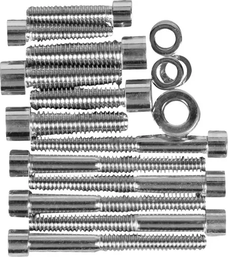Drag Specialties Transmission Side Cover Bolt Kit Smooth Chrome Socket-Head For 1999-2006 Twin Cam Models (MK344S)