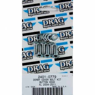 Drag Specialties Smooth Derby Cover Set Chrome Bolt Kit Torx For 2004-2020 XL Models (MK686)