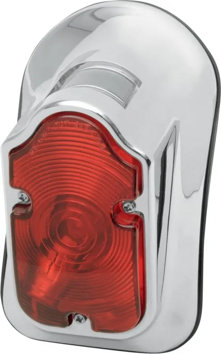 Drag Specialties Tombstone Style Taillight in Chrome Housing With Red Lens (12-0400)