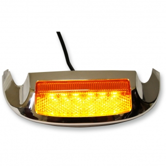 Custom Dynamics Fender Tip Front LED in Chrome Housing Finish With Amber Lenses For 2014-2020 Touring Models (GEN-FT-AA)