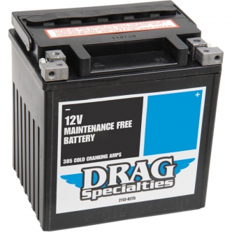 Drag Specialties Battery High Performance AGM 12V Lead Acid Replacement in Black Finish For 1999-2023 Touring & 2009-2023 Trike Models (DTX30L-BSA-EU)