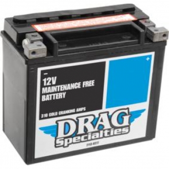 Drag Specialties Battery AGM maintenance Free 12V Lead Acid Replacement in Black Finish For 2000-2023 Softail, 1999-2017 Dyna, 1997-2003 Sportster, 2007-2017 V-Rod, 1994-2002 S3, S3T Thunderbolt, M2 Cyclone, X1 Lightning Buell Models (DTX20HL-FT-EU)