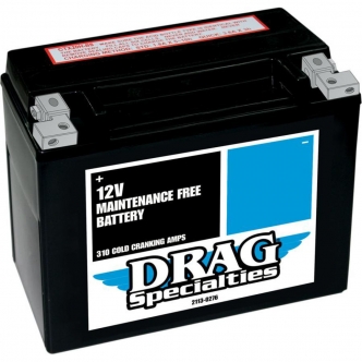 Drag Specialties Battery High Performance AGM 12V Lead Acid Replacement in Black Finish For 1986-1996 Sportster, 1994-1996 S2, S2T Thunderbolt, 1988-1990 RR1200, 1989-1993 RS1200, 1991-1993 RSS1200, 1987 RR100 Buell Models (DTX20H-BSA-EU)