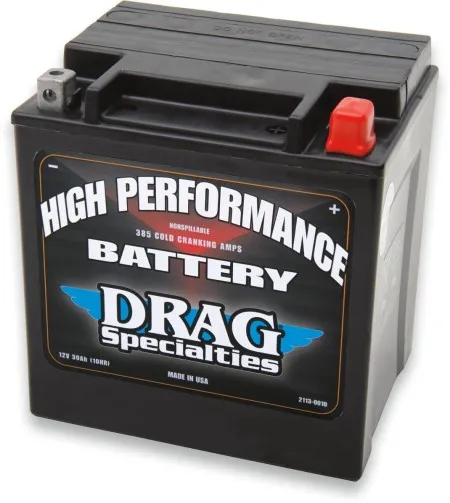 Drag Specialties High Performance Battery 385 CCA For 1997-2025 Touring & 2009-2025 Trike Models (DRSM7230L)