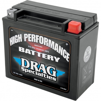 Drag Specialties battery High Performance AGM 12V Lead Acid Replacement in Black Finish For 2000-2023 Softail, 1999-2017 FXD/FXDWG, 1997-2003 XL, 2007-2017 V-Rod VRSCA/D/DX/CX, 1994-2002 S3, S3T Thunderbolt, M2 Cyclone, X1 Lightning Buell (DRSM720BH)