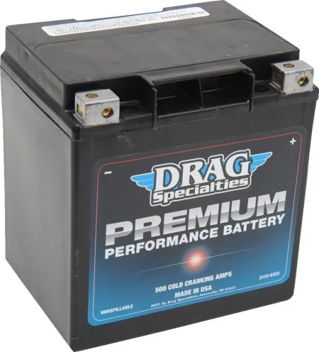 Drag Specialties Premium Performance Battery 500CCA For 1997-2025 Touring & 2009-2025 Trike Models (DRSM7232HL)