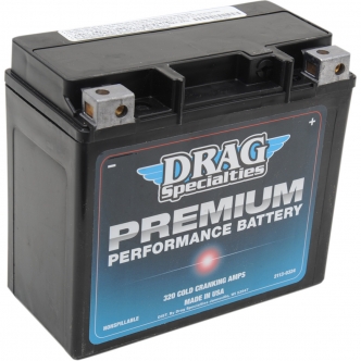 Drag Specialties Battery Premium (GYZ) 12V Lead Acid Replacement 175mm x 87mm x 155mm in Black Finish For 1991-2023 Softail, 1999-2017 FXD/FXDWG/FLD, 1997-2003 XL, 2007-2017 V-Rod VRSCA/D/DX/CX Models (DRSM720GH)