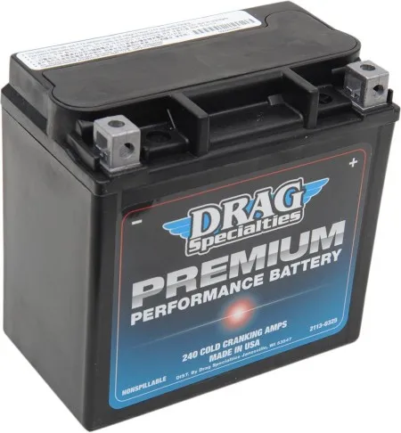 Drag Specialties Premium Performance Battery 240 CCA For 2004-2025 Sportster / RH Nightster, 2021-2023 Pan America & 2015-2020 XG Street Models (DRSM7216HL)