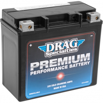 Drag Specialties Battery Premium (GYZ) 12V Lead Acid Replacement 175mm x 87mm x 155mm in Black Finish For 1986-1996 XL Models (DRSM72RGH)