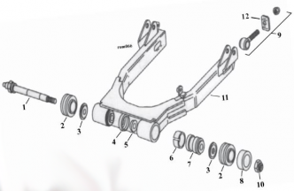 Swingarm Breakdown Diagram For 1982-1994 FXR Models (ARM000251)