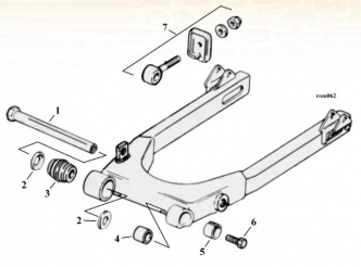 Swingarm Breakdown Diagram For 1982-2003 Sportster Models (ARM000253)