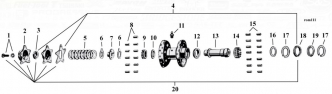 Star Hub Breakdown Diagram For 1936-1966 Big Twin Models (ARM000389)