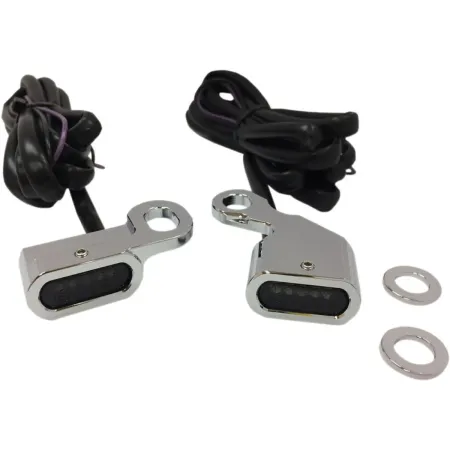 Drag Specialties Handlebar LED Turn Signals in Chrome Finish With Smoke Lenses For 2009-2016 Touring, 2016-2017 Softail, 2009-2017 V-Rod With Hydraulic Clutch (L22-0229CMENU)
