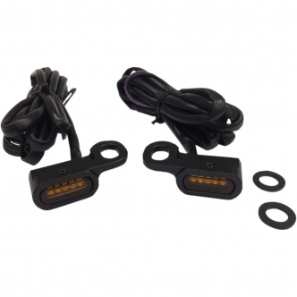 Drag Specialties Handlebar LED Turn Signals in Black Finish With Amber Lenses For 2009-2016 Touring, 2016-2017 Softail, 2009-2017 V-Rod With Hydraulic Clutch (L22-0229MBAENU)