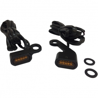 Drag Specialties Handlebar LED Turn Signals in Black Finish With Amber Lens For 2009-2017 Touring, 2015-2020 Softail With Mechanical Clutch (L22-0232MBAENU)