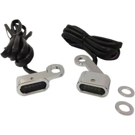 Drag Specialties Handlebar LED Turn Signals in Chrome Finish With Smoke Lenses For 2014-2020 Sportster Models (L22-0231CMENU)