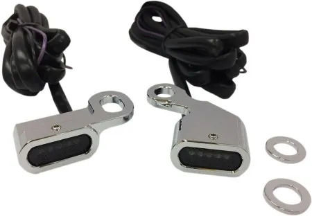 Drag Specialties Handlebar LED Turn Signals in Chrome Finish With Smoke Lenses For 2000-2014 Softail, 1999-2017 Dyna, 1996-2003 XL Models (L22-0230CMENU)