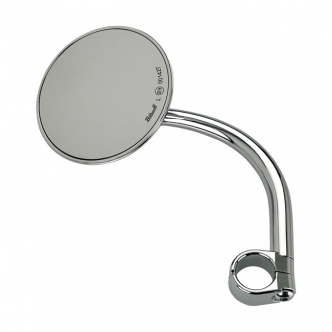 Biltwell Utility Round Mirror With 1 Inch I.D. Clamp On Mount in Chrome Finish (6503-501-531)