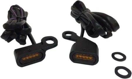 Drag Specialties Handlebar LED Turn Signals in Black Finish With Amber Lenses For 2000-2014 Softail, 1999-2017 Dyna, 1996-2003 XL Models (L22-0230MBAENU)