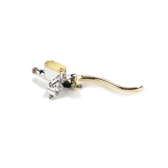 Kustom Tech Deluxe Line Brake Master Cylinder With 14mm Bore In Polished Aluminium & Brass Finish (20-302)