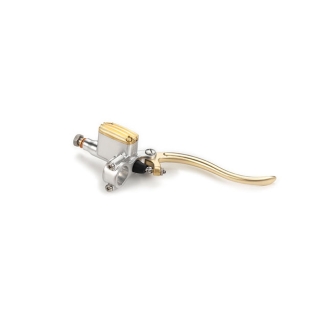 Kustom Tech Deluxe Line Brake Master Cylinder With 14mm Bore In Satin Aluminium & Brass Finish (20-303)