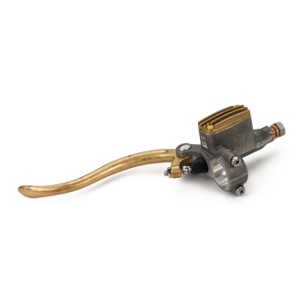 Kustom Tech Deluxe Line Clutch Master Cylinder With 14mm Bore In Raw Aluminium & Brass Finish (20-511)