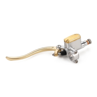 Kustom Tech Deluxe Line Clutch Master Cylinder With 14mm Bore In Satin Aluminium & Brass Finish (20-313)