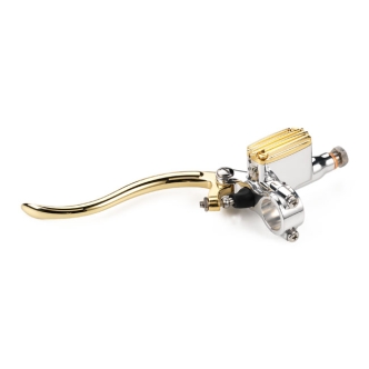 Kustom Tech Deluxe Line Clutch Master Cylinder With 14mm Bore In Polished Aluminium & Brass Finish (20-312)