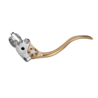 Kustom Tech Deluxe Line Clutch Lever Assembly In Satin Aluminium & Brass Finish (20-351)