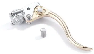 Kustom Tech Deluxe Line Brake Lever Assembly In Polished Aluminium & Brass Finish (20-352)
