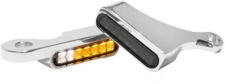 Heinz Bikes Handlebar LED Turn Signals in Natural/Chrome Finish With Included Position Light For 2018-2024 Softail Models (HBTS-FL18-C-PL)