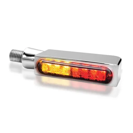 Heinz Bike Blokk-Line LED Blinker in Chrome Finish With Integrated Brake And Rear Lights For Universal Use (HBBL-3TS-1-C)