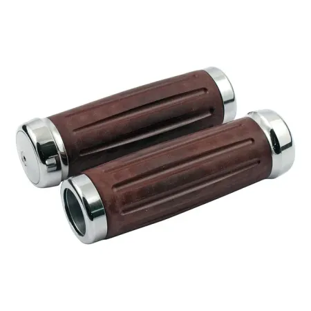 Riverside Custom Bakelite Retro Grips In Chrome Finish For Universal Custom Motorcycles With Internal Throttle (INT-CHR)