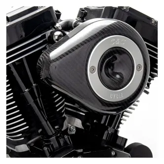 S&S Stealth, Carbon Teardrop Air Cleaner Kit With Carbon Fiber Cover And Classic Teardrop Styling For 2008-2016 Touring, 2016-2017 Softail With E-Throttle (Excluding Tri-Glide and CVO Models) (170-0500)