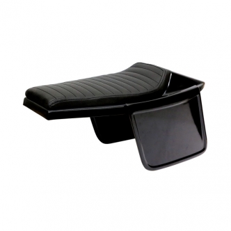 C-Racer Universal Flat Racer Seat in Black Finish 20mm Foam Thick, Synthetic Leather ABS Plastic Unpainted Black Seat Pan For Universal Use (ARM685875)